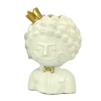 Portavaso resina viso oro bianco cm10x9h15