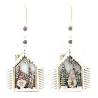 Addobbo per albero legno bianco 2 assortiti cm12x1x25,5