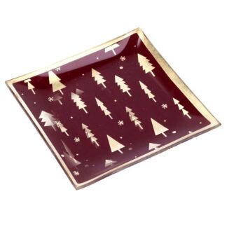 Svuotatasche vetro alberi amaranto quadro cm15x15h1