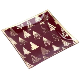 Svuotatasche vetro alberi amaranto quadro cm20x20h2