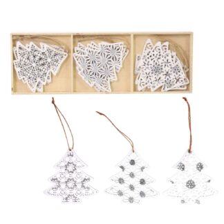 Albero legno confezione 9pz bianco cm26x1,5x9