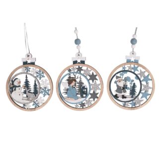 Addobbo per albero legno blu 3 assortiti cm9x0,7x21,2