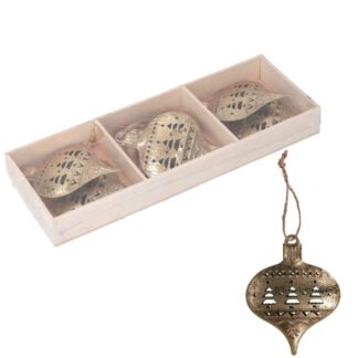 Addobbo metallo confezione 6pz oro cm22x8h2,5