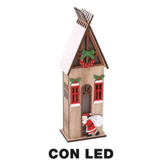 Casetta legno led naturale cm9x6,5h29,5