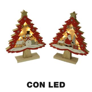 Albero legno led rosso 2 assortiti cm14x5h18