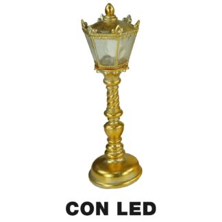 Lampione resina led oro cm13x12,5h41,5