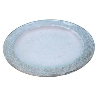 Sottopiatto vetro bordo argento cm ø28h3