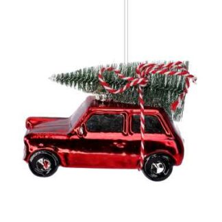 Macchina vetro con albero rosso cm10x4,5x6,8