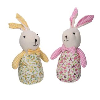 Fermaporta poliestere coniglio fiori 2 assortiti cm15x12h37