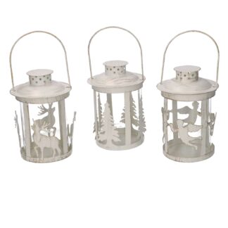 Lanterna metallo crema tondo 3 assortiti cmø12h16