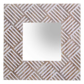 Specchio legno dipinto naturale quadro cm60x4x60