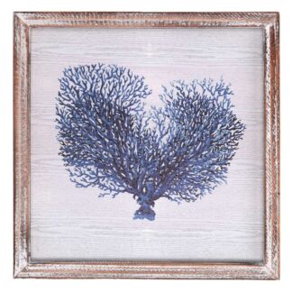 Quadro legno mare corallo blu quadro cm30x30h2,5