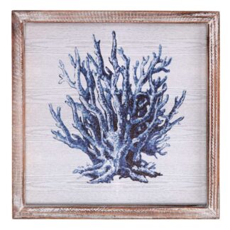 Quadro legno mare corallo blu quadro cm30x30h2,5