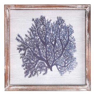 Quadro legno mare corallo blu quadro cm30x30h2,5