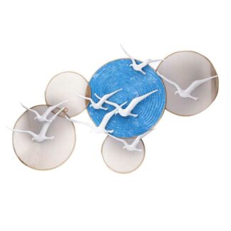 Quadro metallo gabbiani bianco oro cm90,2x5,1h48,9