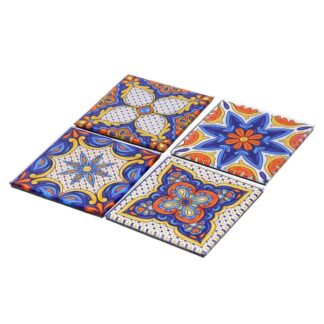 Sottobicchiere vetro confezione 4pz assortiti blu quadro cm10x10x0,6