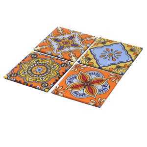 Sottobicchiere vetro confezione 4pz assortiti arancione quadro cm10x10x0,6