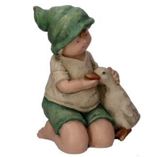 Bambino resina con oca verde cm26x20,5h33,5