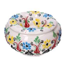 Posacenere ceramica bianco tondo cm12x12h8