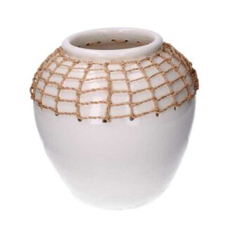 Vaso ceramica rete bianco cm ø25,5h25,5