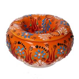 Posacenere ceramica arancione tondo cmø12h8