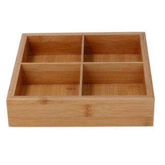 Cassetto bambù 4 scomparti naturale quadro cm21x21h4,8