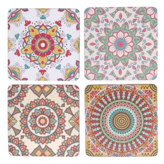 Sottobicchiere legno confezione 4pz assortiti crema quadro cm10x10x0,5