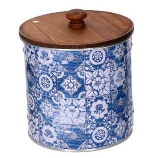 Scatola metallo mandala blu tondo cm ø11,7h12,3