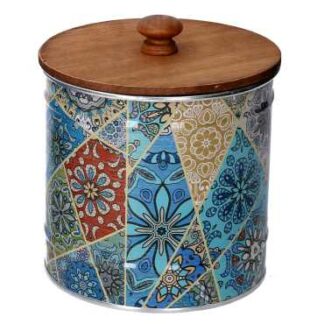 Scatola metallo mandala multicolor tondo cm ø11,7h12,3