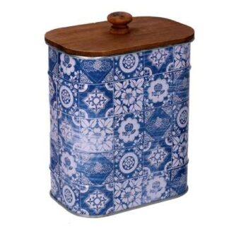 Scatola metallo mandala blu ovale cm13x8,5h16,3