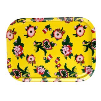 Vassoio metallo fiori giallo rettangolarecm40x28,5