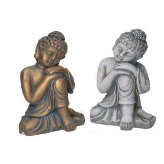 Buddha resina oro grigio 2 assortiti cm8x5h11,5