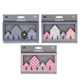 Appendino legno 5 posti home love casetta assortiti cm14,9xh8x1