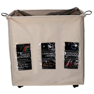 Cestone tessuto beige triplo pieghevolecm55x36h58