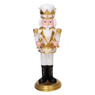 Soldatino resina con tamburo bianco e oro cm8x7h21