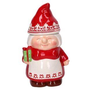 Barattolo ceramica gnoma rosso cm16x13h27