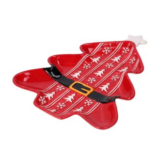 Centrotavola ceramica albero decori bianchi cm26x18,5h3