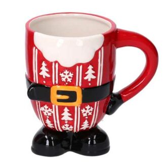 Tazza mug ceramica con piedi decori bianchi cm14x10h13,5