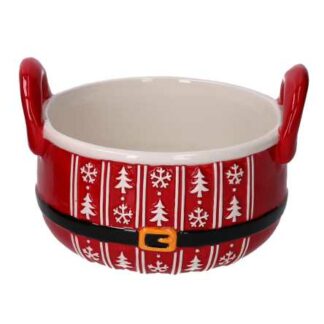 Ciotola ceramica decori bianchi con manici cm17,5x15,5h11