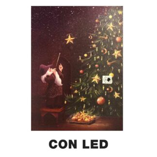 Quadro led legno mago e albero multicolor rettangolare cm30x40h1,8