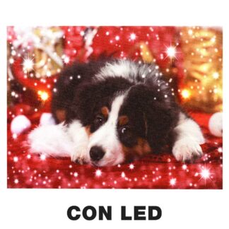 Quadro led legno cane multicolor rettangolare cm20x15h2,5