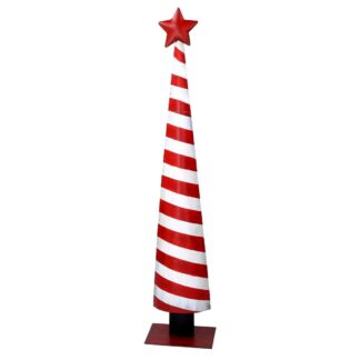 Albero metallo con striscie bianche rosso cm14x9h67,5