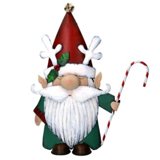 Gnomo metallo con bastoncino verde acqua cm34,5x10h43