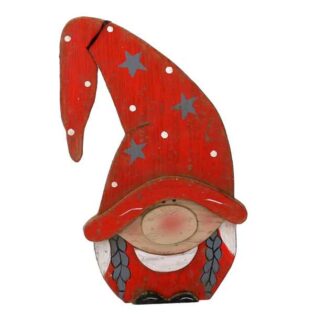 Gnomo legno ragazza rosso cm18,5x7,5h30