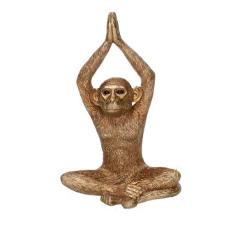 Statua resina scimmia seduta oro cm12x8h18