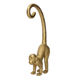 Statua resina scimmia coda alta oro cm10x6h26