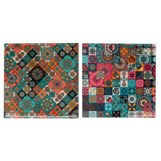 Sottopentola ceramica mandala multicolor quadro 2 assortiti cm20x20h0,6