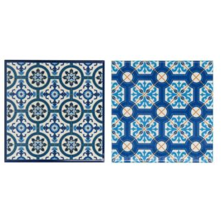 Sottopentola ceramica blu bianco quadro2 assortiti cm15x15h0,6