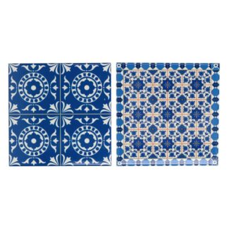 Sottopentola ceramica mandala blu quadro 2 assortiti cm15x15h0,6