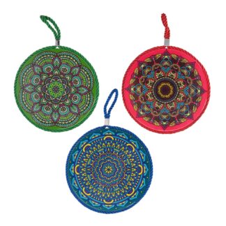 Sottopentola ceramica mandala cordino colorato tondo 3 assortiti cm ø16h0,6